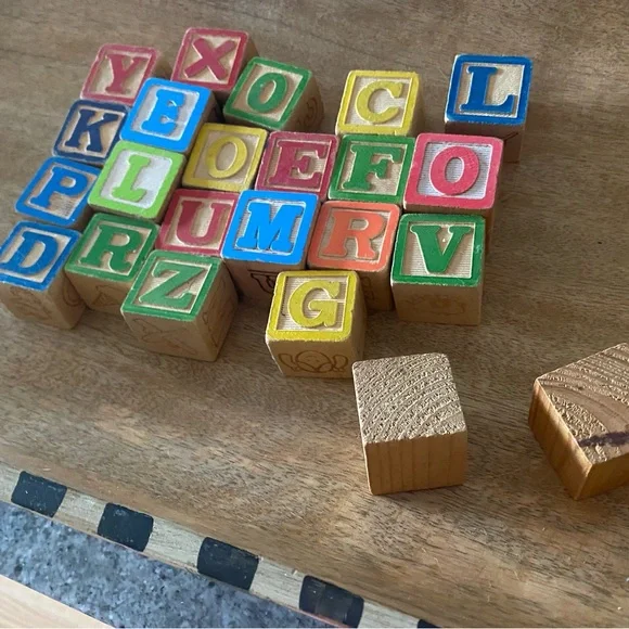 Vintage wooden kids blocks primitive decor nursery decor - Picture 3 of 5